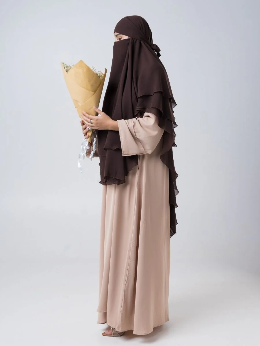 3-Layered Princess Khimar - Cocoa