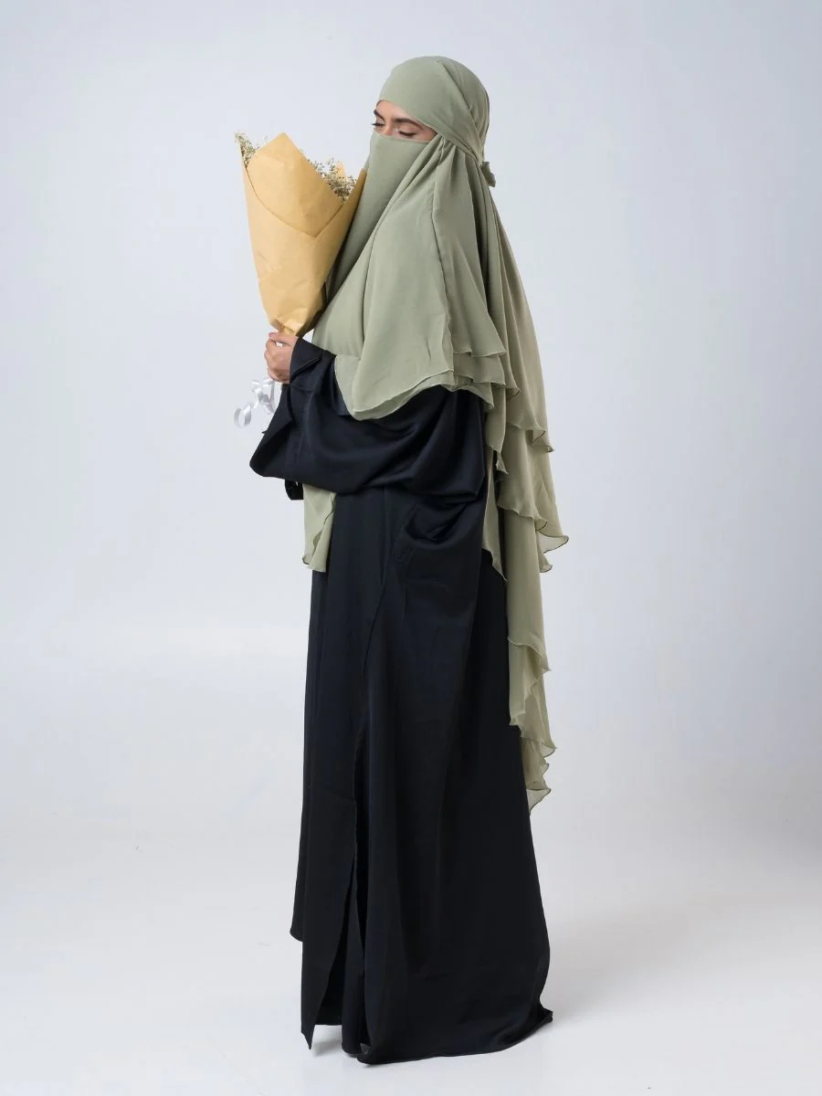3-Layered Princess Khimar - Sage Green