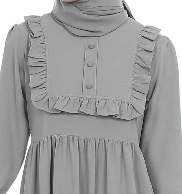 Abaya for Young Girls Age Below 14 Years | Kids Abaya with Ruffled Design over chest | Baby Girl Burqa Design
