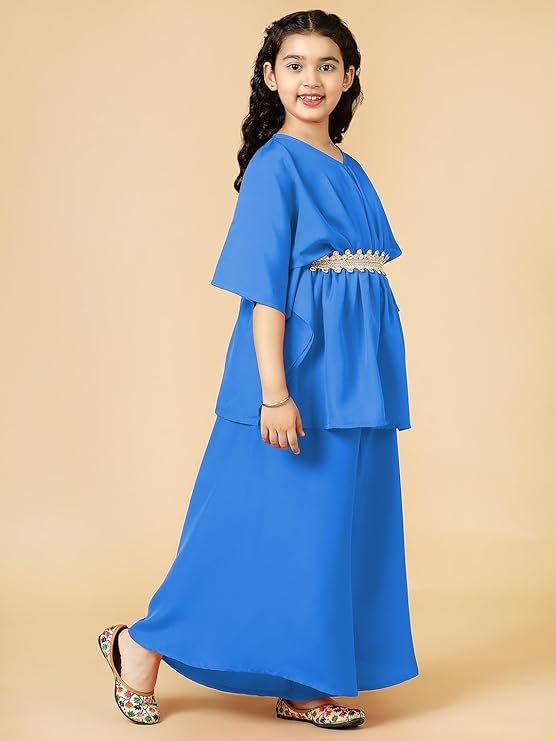 Girls Solid Kaftan with Flared Pant Set | Stylish Clothing Set