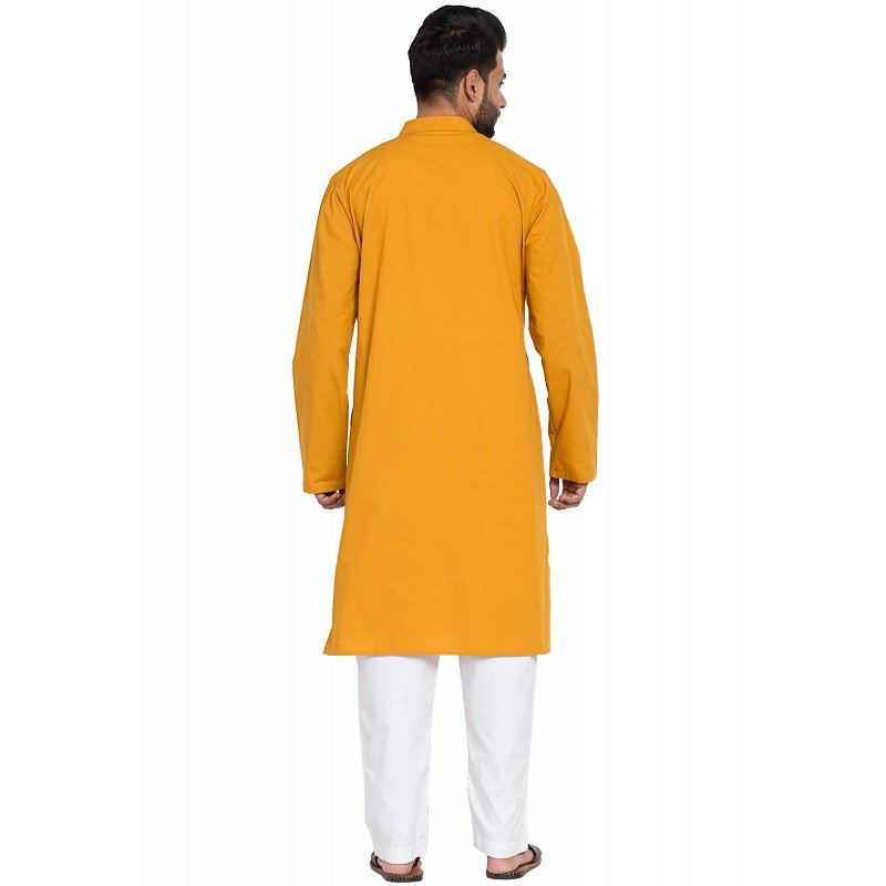 Designer Cotton kurta-Pyjama set- Mustard