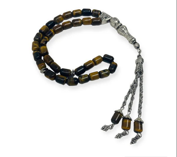 Natural Tiger's eye stone 33 Tasbih Muslim Bracelets Prayer Beads