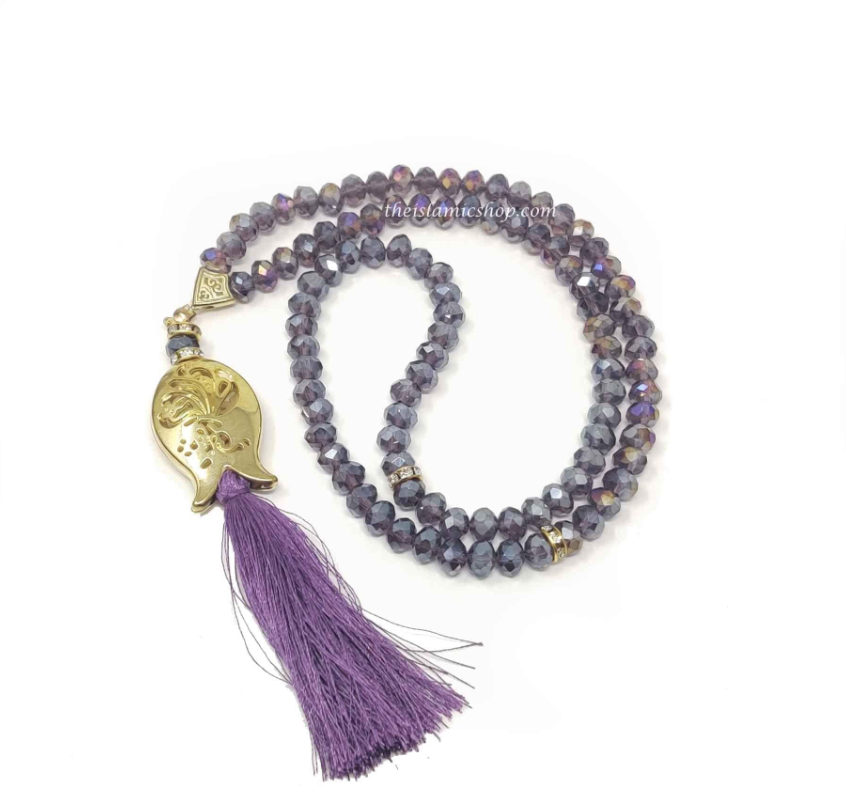 Turkish Crystal Prayer Beads (Tasbih/Misbaha) – 8mm Beads, Purple Colour