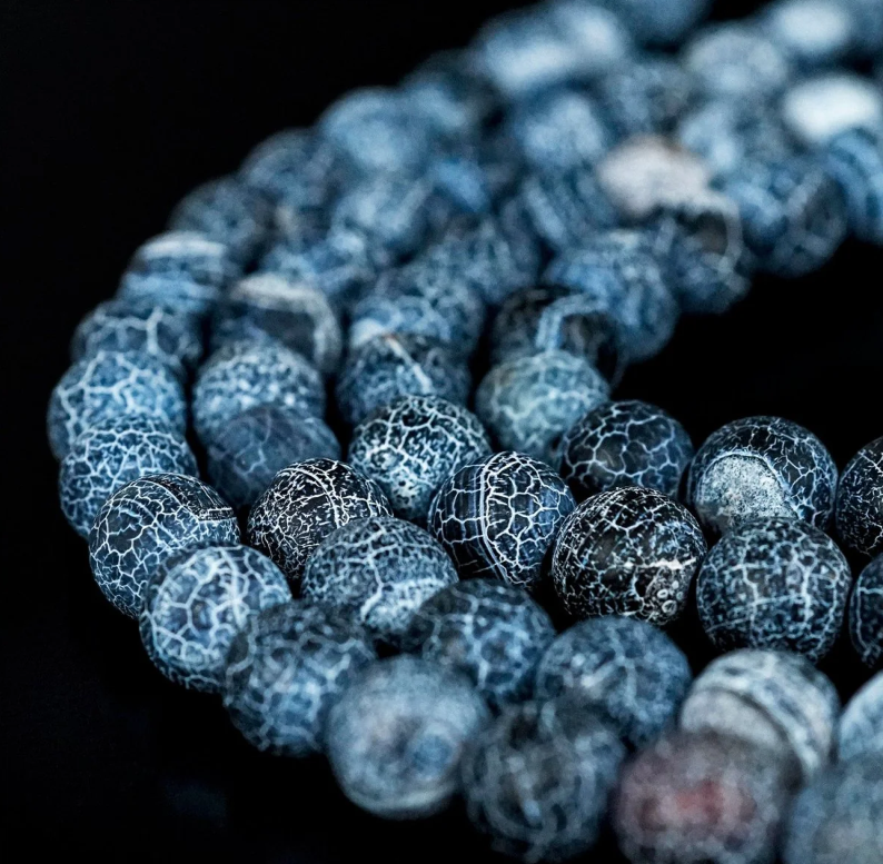Islamic Prayer Beads - Blue Crack Agate Stone Beads Tasbeeh