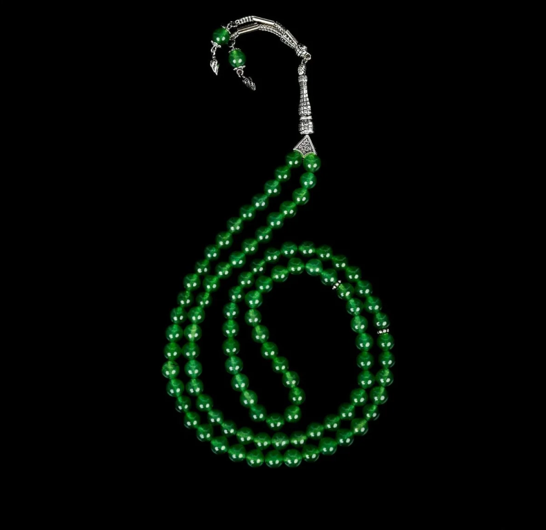 Muslim Prayer Beads - Jade Green Elegant Islamic Tasbih