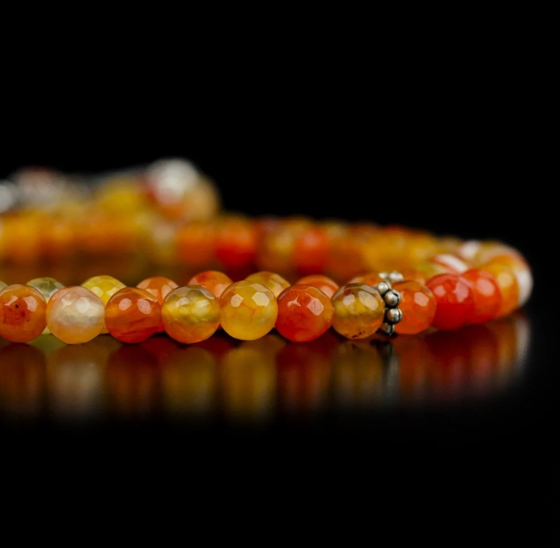 Muslim Prayer Beads - Orange Agate Stone Beads Islamic Rosary