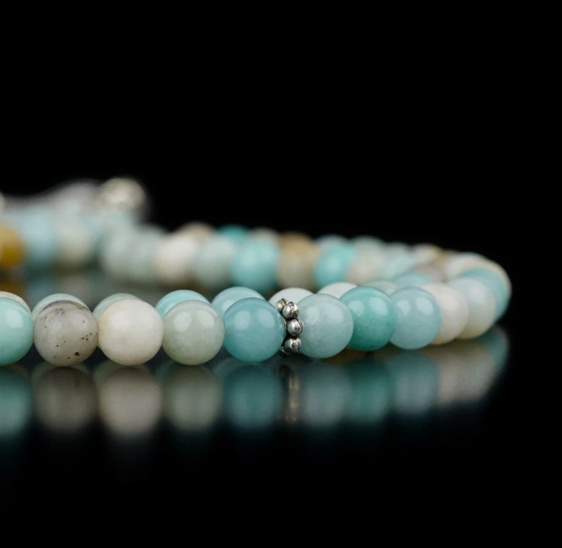 Islamic Prayer Beads | Natural Flower Amazonite Stone Beads Dhikr Misbaha