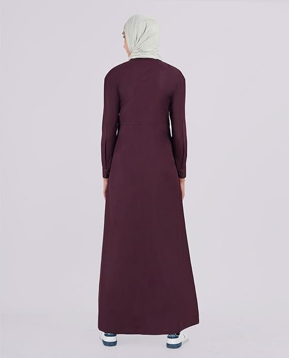 Silk Route Precious Plum Full Front Opening Abaya Maxi Dress Jilbab Length 60