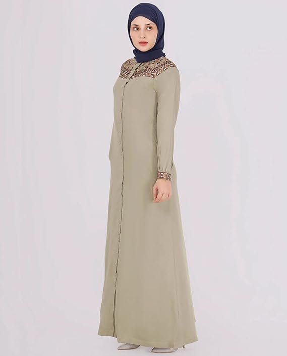Silk Route Mint Green Embroidered Abaya Maxi Dress Jilbab