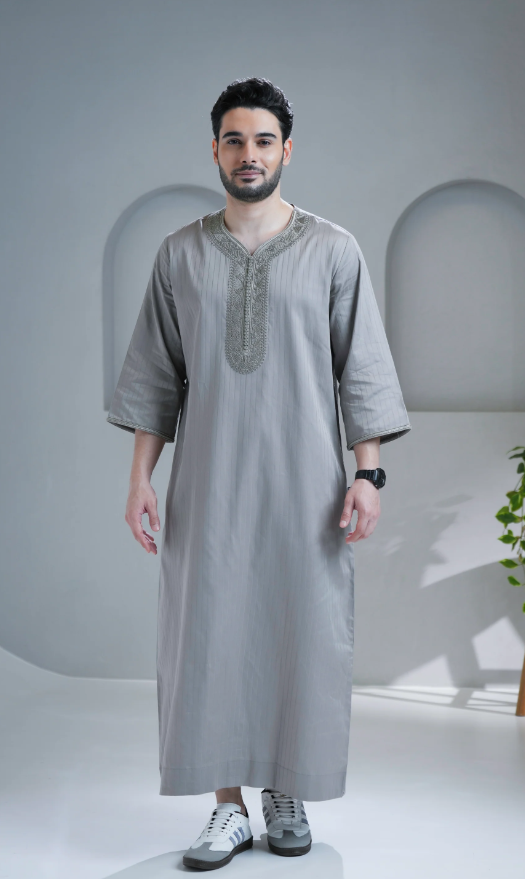 Zagora Grey Moroccan Thobe For Men