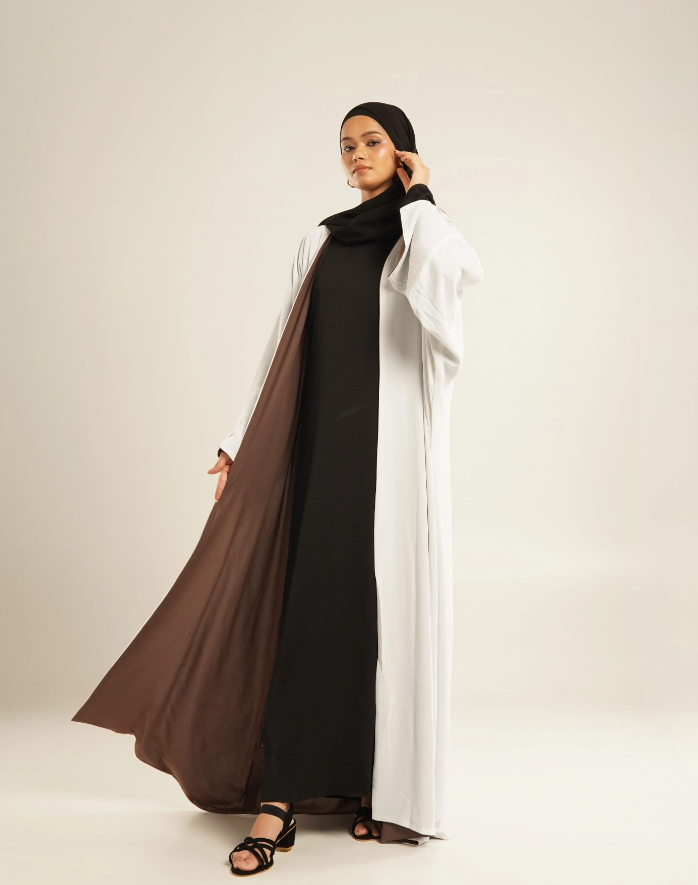 Reversible Abaya - Brown & White