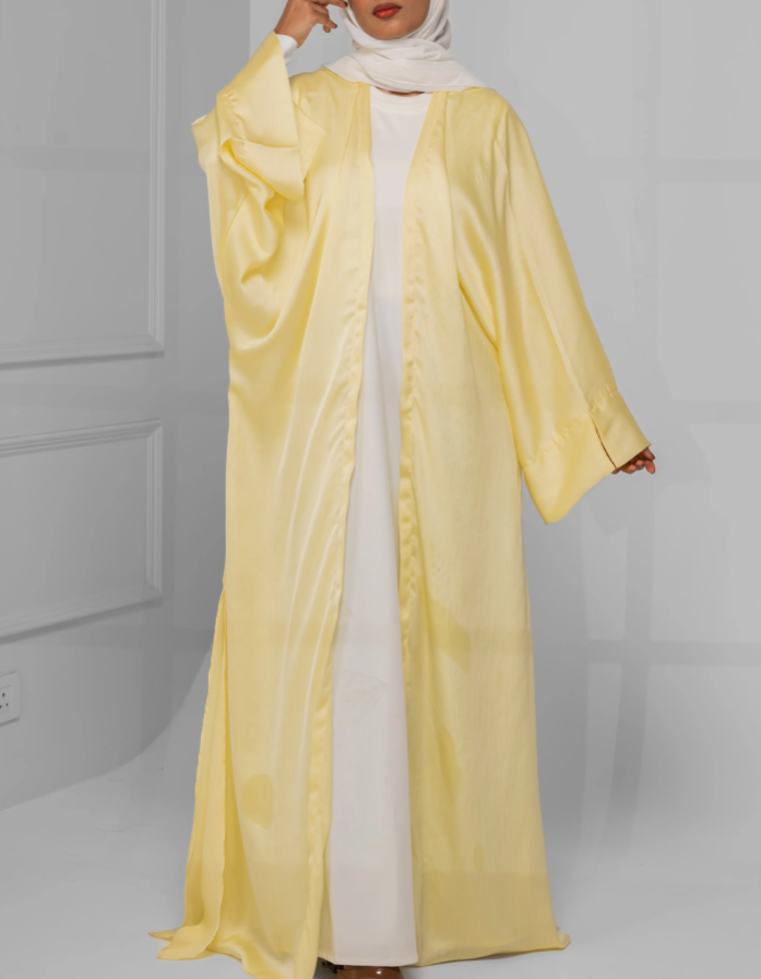 Dana Open Abaya - Butter Yellow ( Inner not included )