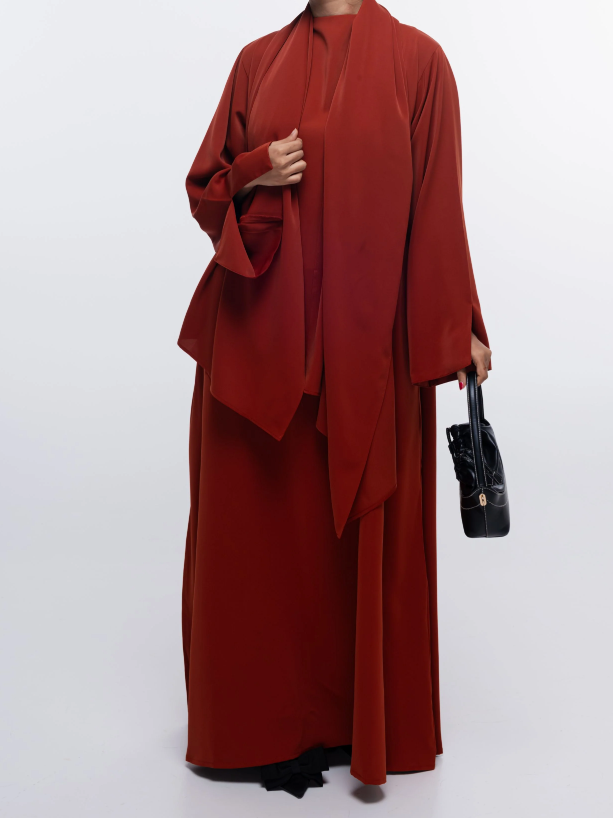 Essential Abaya - Straight Fit - Pumpkin Spice (With Purse)