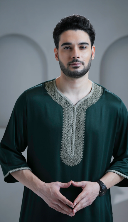 Nasser Green Moroccan Thobe For Men