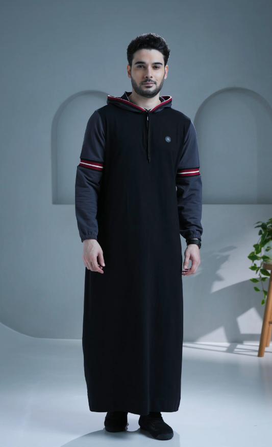 Fontaine Hoodie Black Thobe For Men