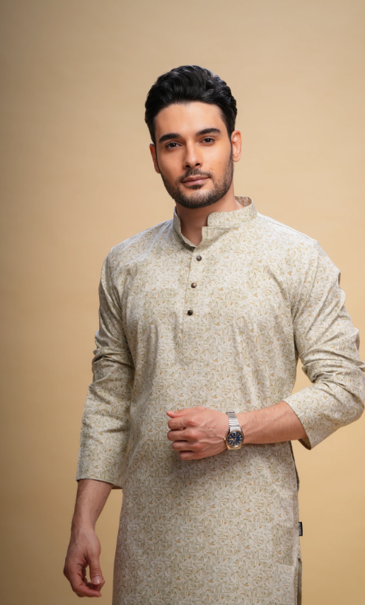 Kalip Printed Kurta L Green Set Men